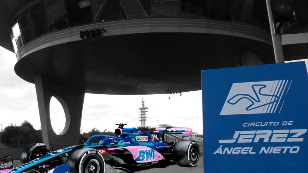 Fotomontaje del Alpine A522 en el circuito de Jerez