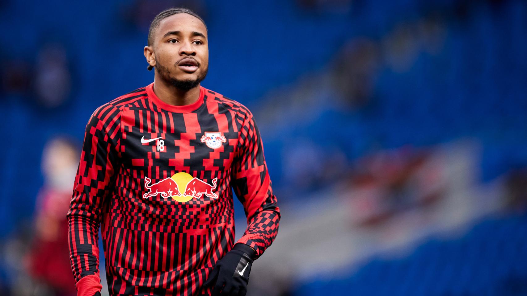 Christopher Nkunku, durante un calentamiento.