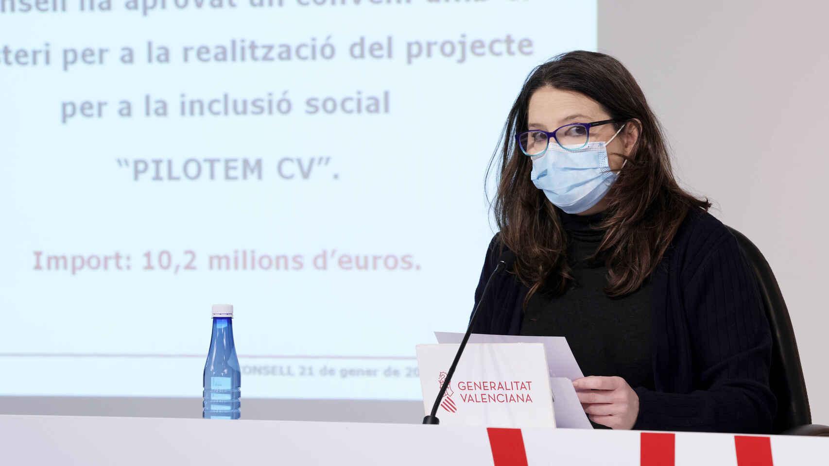 Mónica Oltra en una comparecencia reciente tras el pleno del Consell.