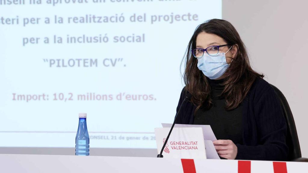 Mónica Oltra en una comparecencia reciente tras el pleno del Consell.