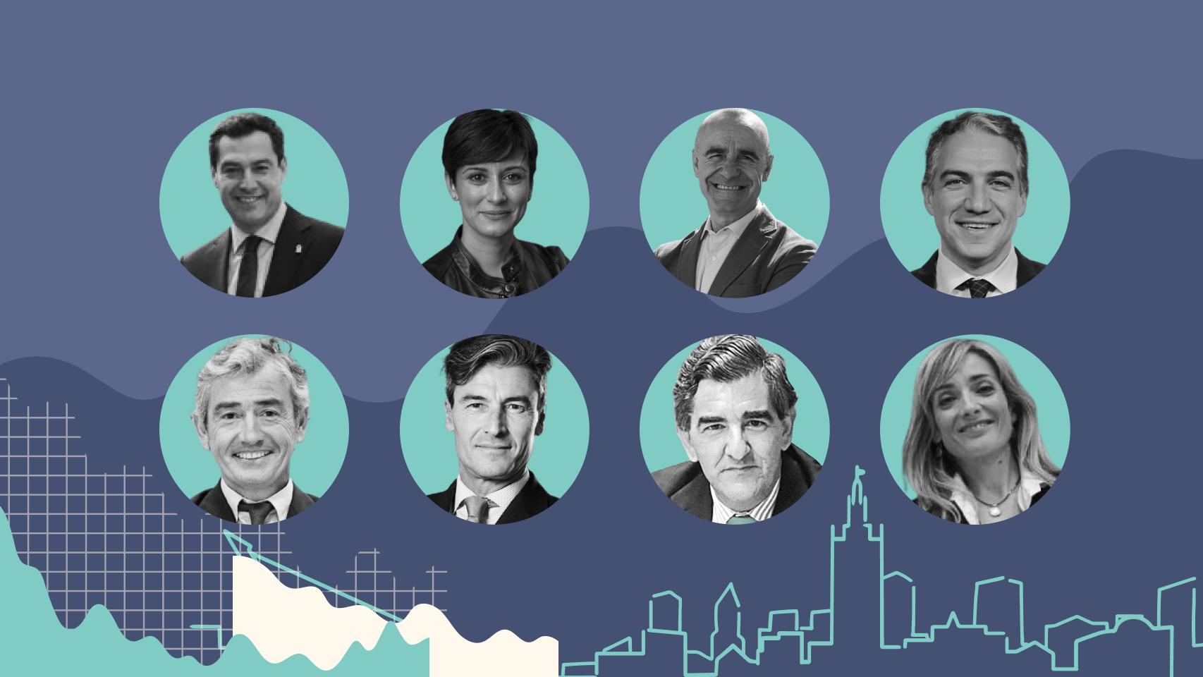 Juanma Moreno Bonilla, Isabel Rodríguez, Antonio Muñoz, Elías Bendodo, José María Pacheco, Federico Linares, Juan Abarca y Carmen Castilla.