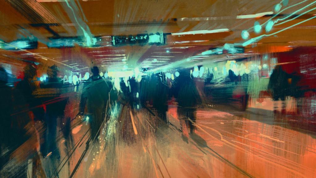 Decenas de personas caminan en una estación de metro