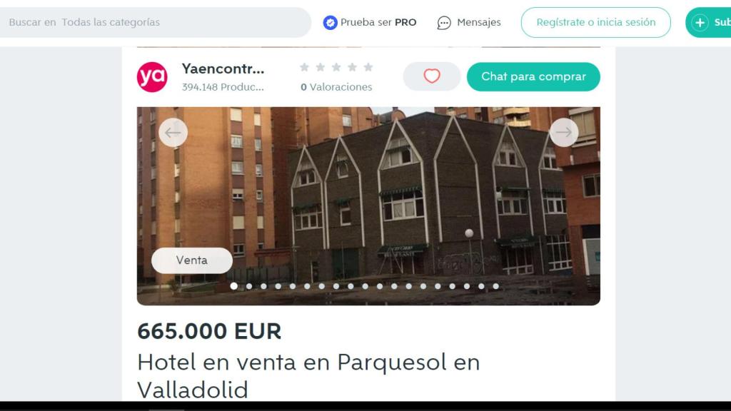 Anuncio en Wallapop