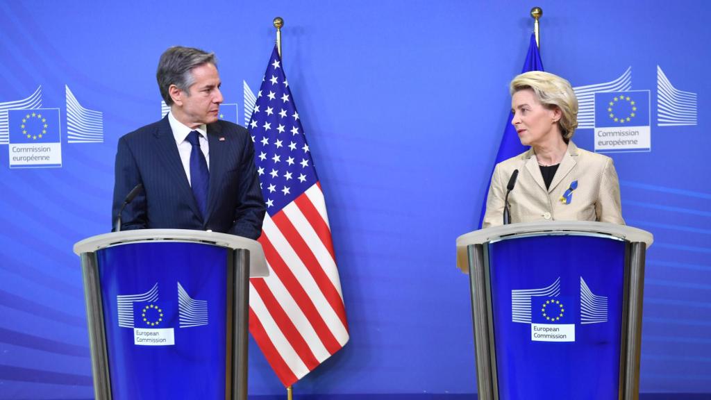 Anthony Blinken y Ursula von der Leyen, durante su rueda de prensa de este viernes