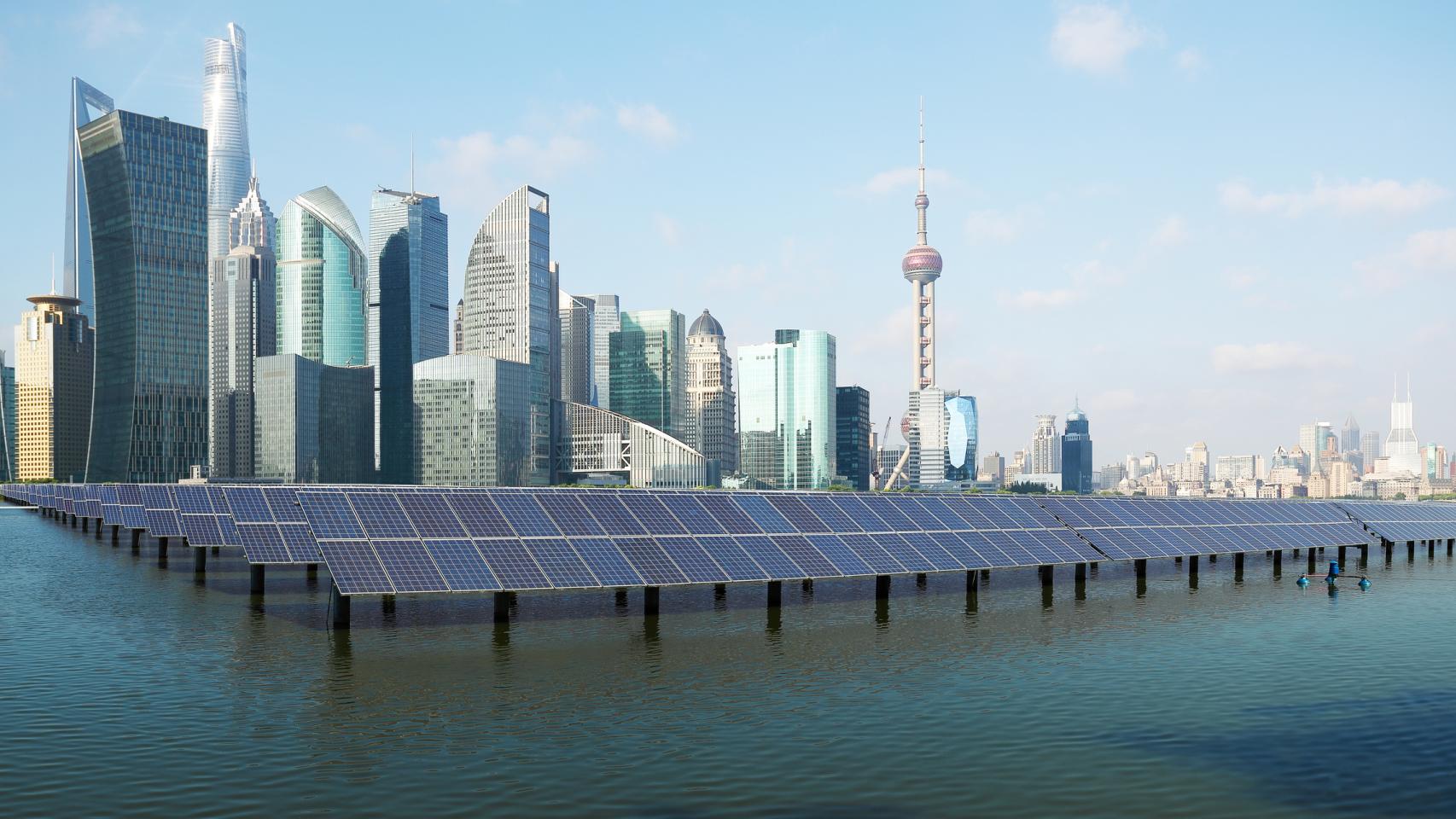 Energía verde respetuosa con el medio ambiente de desarrollo sostenible de la planta de energía solar con el horizonte de Shanghái