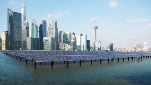 Energía verde respetuosa con el medio ambiente de desarrollo sostenible de la planta de energía solar con el horizonte de Shanghái