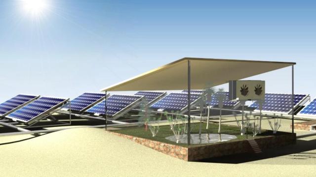 Este sistema genera electricidad y agua para la agricultura en el destiero.