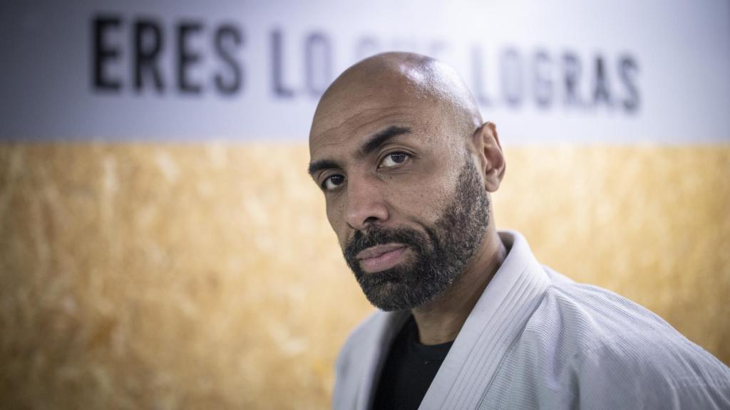 El Chojin, en su tatami de Torrejón de Ardoz, en Madrid. Fotografías de Jorge Barreno.