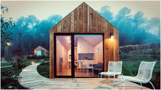 Una de las cabañas de Moradas no Ulla.