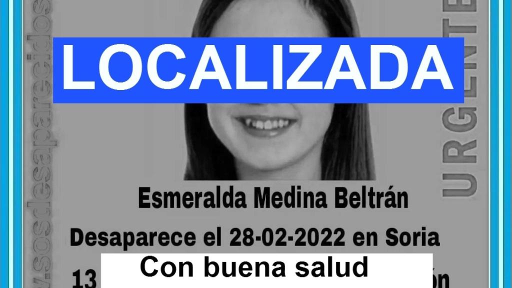 Cartel desactivando la alerta de desaparición de Esmeralda