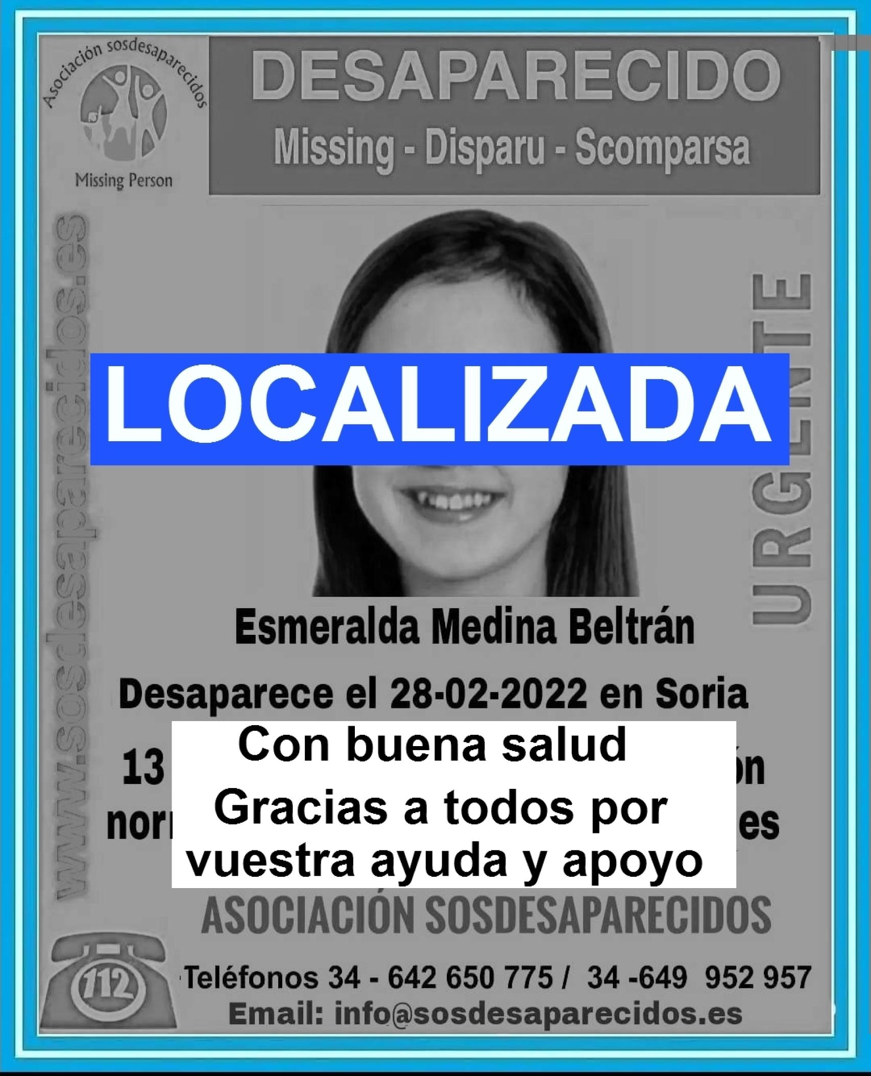 Cartel desactivando la alerta de desaparición de Esmeralda