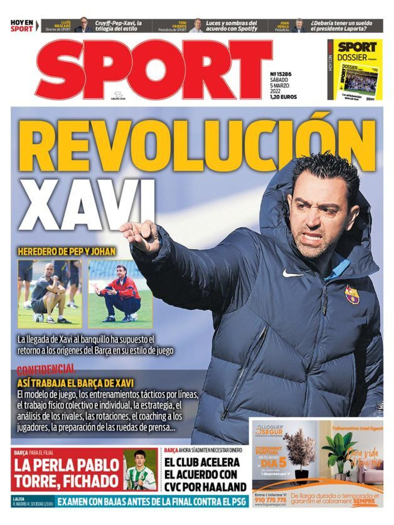La portada del diario SPORT (05/03/2022)