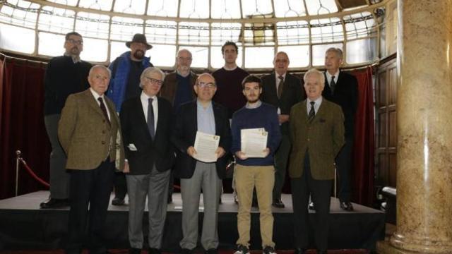 Los promotores de la plataforma constitucionalista 'Foruk Orain' (Fueros ahora), en Bilbao.