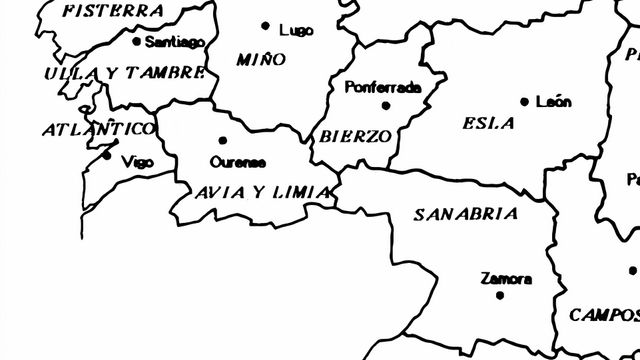 Distribución provincial de Galicia según el proyecto de 1842 de Fermín Caballero