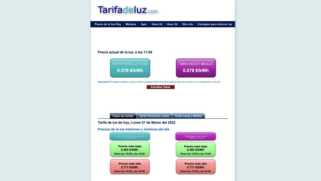 Tarifa de Luz.