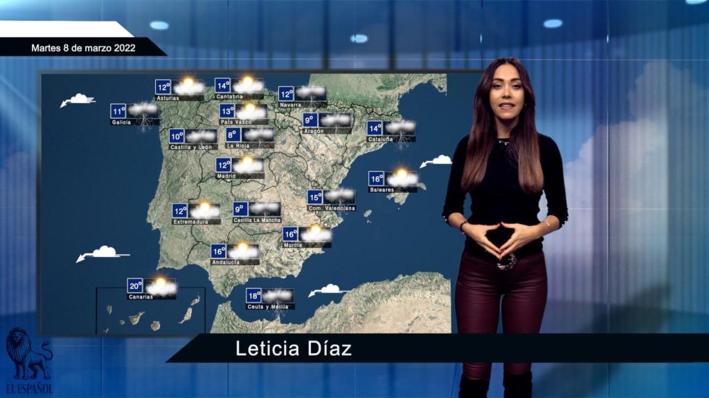 El tiempo para el martes 8 de marzo.