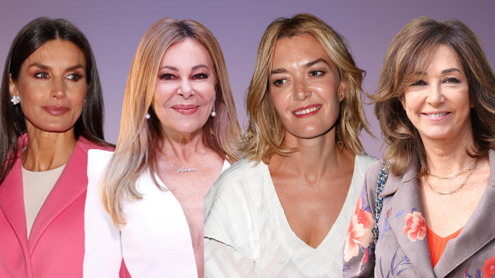Letizia, Ana Obregón, Marta Ortega y Ana Rosa Quintana en un montaje de JALEOS.