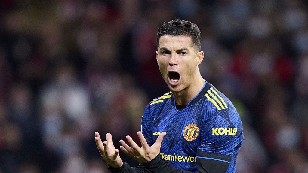 Cristiano Ronaldo, en un partido del Manchester United de la temporada 2021/2022