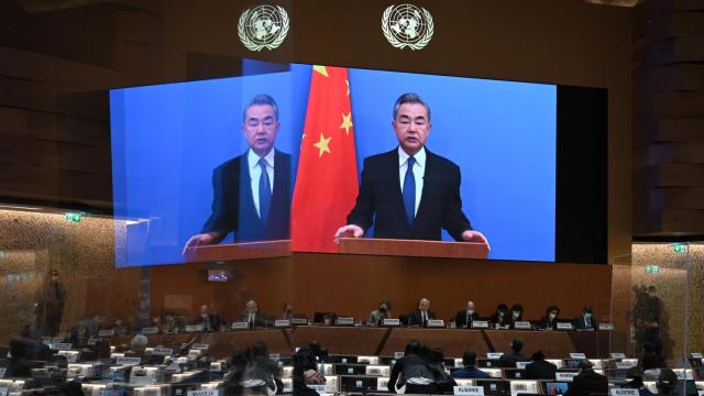El ministro de Asuntos Exteriores de China, Wang Yi, en la 49ª sesión del Consejo de Derechos Humanos de la ONU en Ginebra.