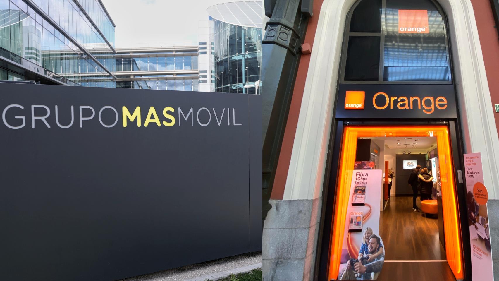 Imágenes de los logos de Orange y Grupo MásMóvil.