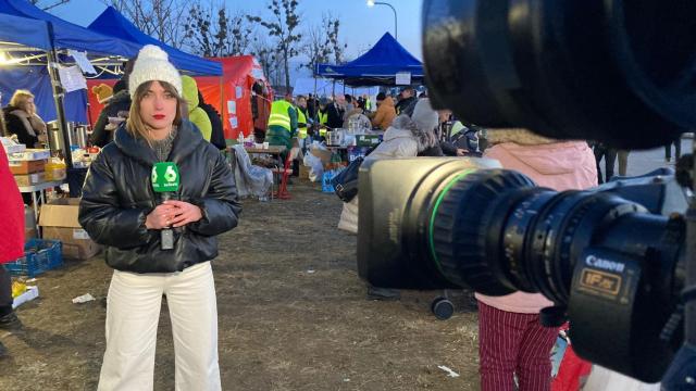 Sara Rincón en la frontera de Polonia con Ucrania