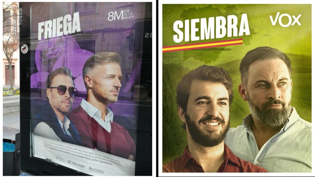 El cartel electoral de VOX CyL frente a la campaña de igualdad del Ayuntamiento de Zamora