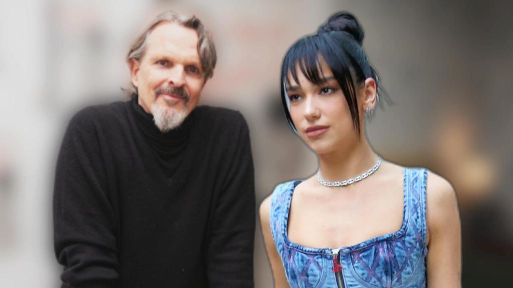 Miguel Bosé y Dua Lipa en un fotomontaje de Jaleos.