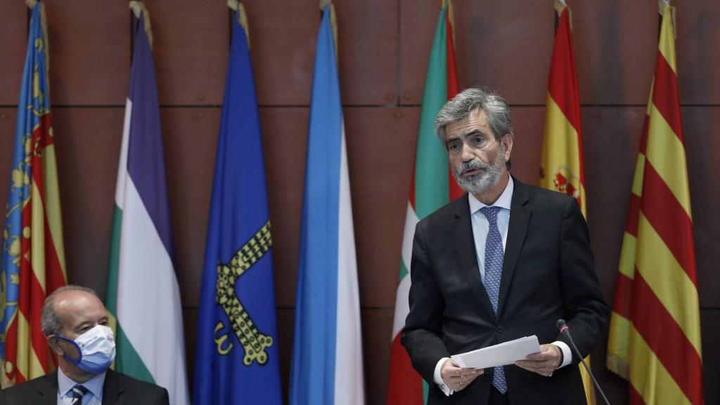 El presidente del TS y el CGPJ, Carlos Lesmes, y el exministro de Justicia, Juan Carlos Campo.