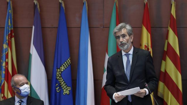 El presidente del TS y el CGPJ, Carlos Lesmes, y el exministro de Justicia, Juan Carlos Campo.