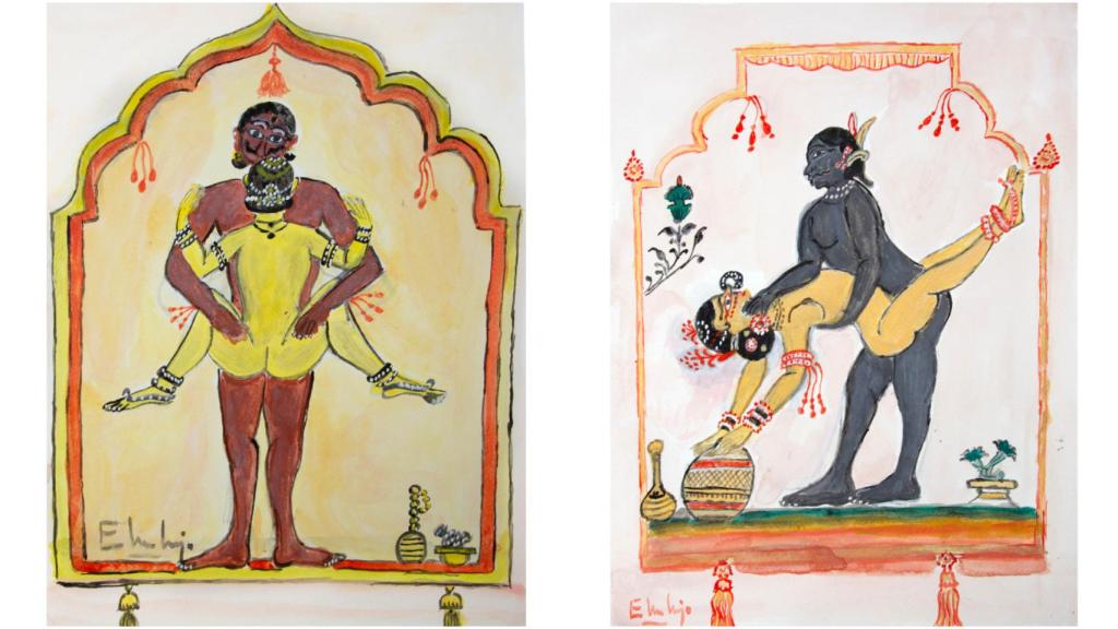 Dos pinturas de Eugenia Martínez de Irujo inspiradas en el 'Kamasutra'