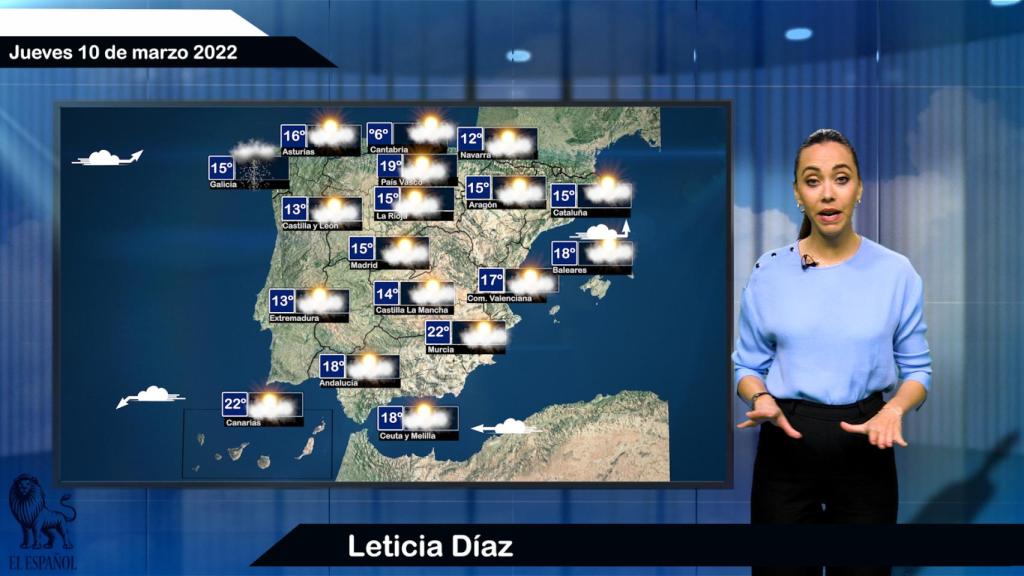 El tiempo para el jueves 10 de marzo.