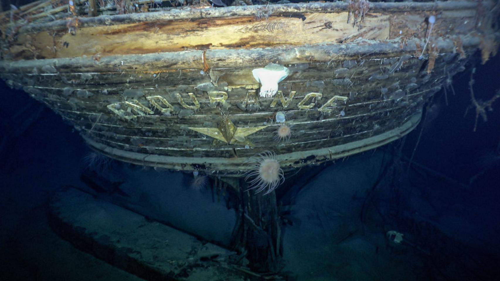 La popa del 'Endurance'. Foto: Falklands Maritime Heritage Trust / National Geographic.
