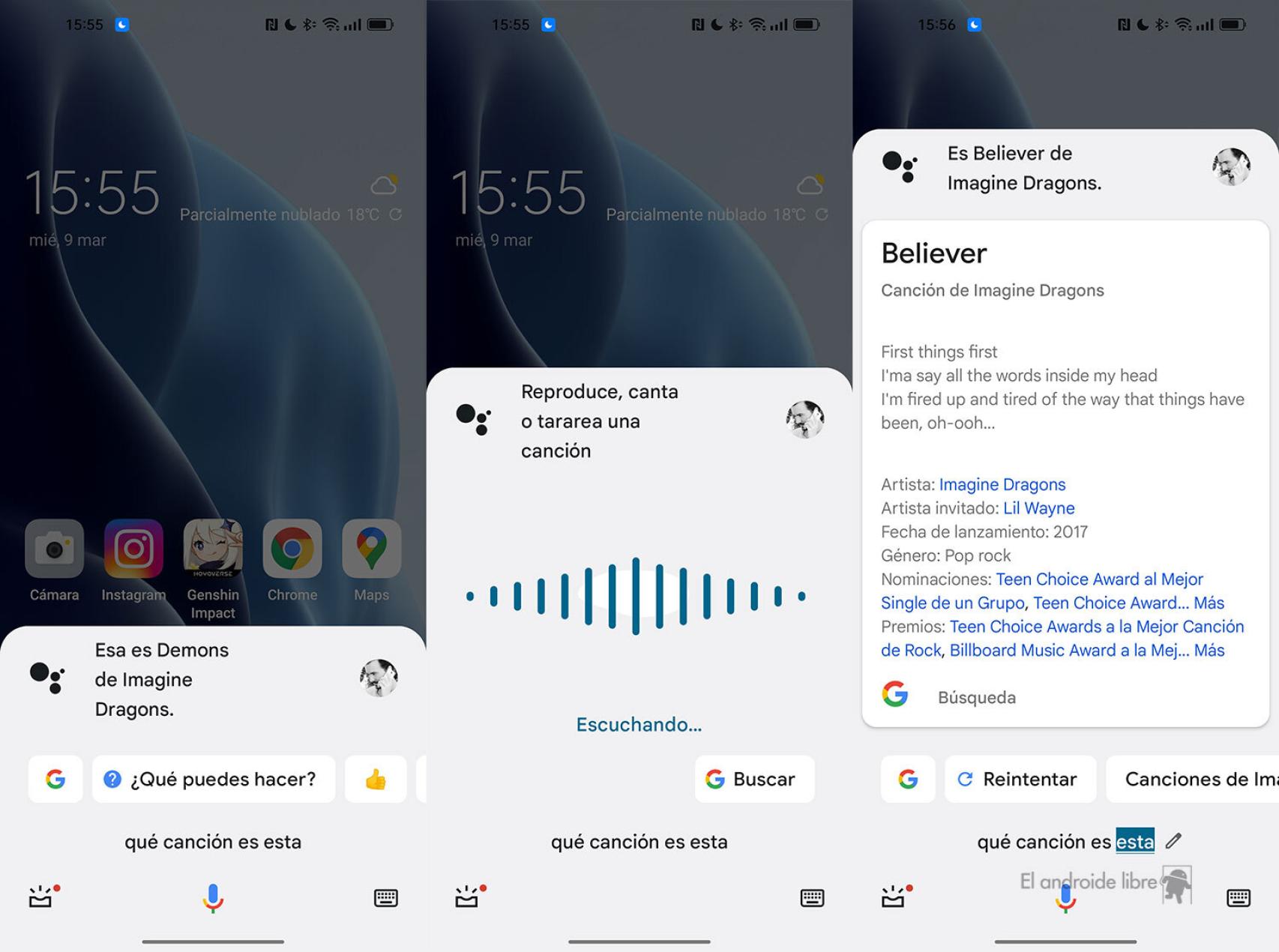Buscando canciones con el asistente de Google