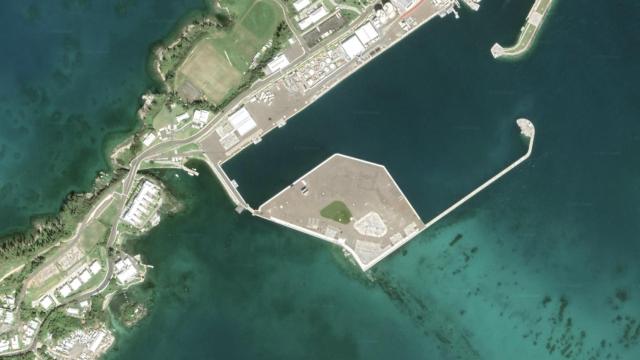 Aspecto actual del America's Cup Village de Hamilton en Bermudas.