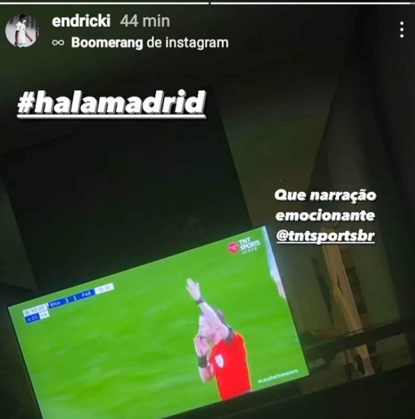 La publicación de Endrick en Instagram.