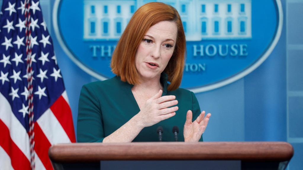 La portavoz de la Casa Blanca, Jen Psaki, este jueves.