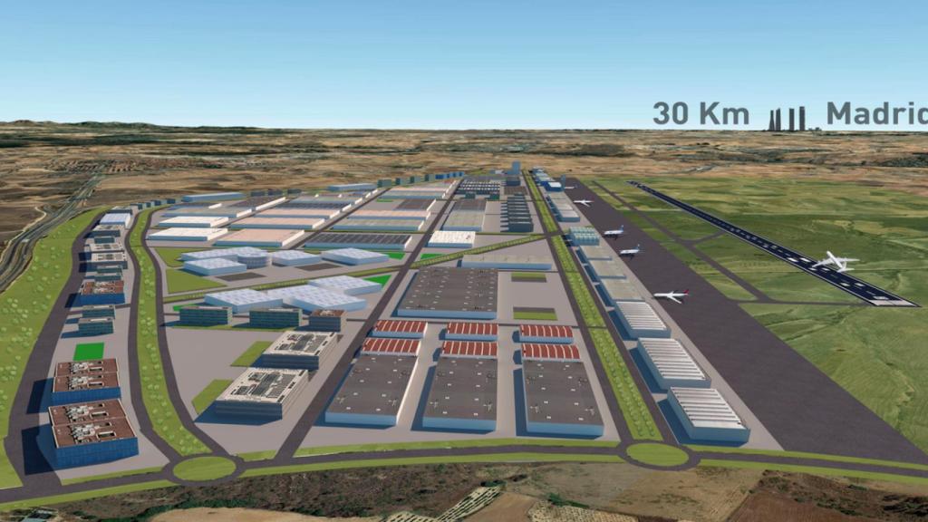 Perspectiva del aeropuerto Air City Madrid Sur.