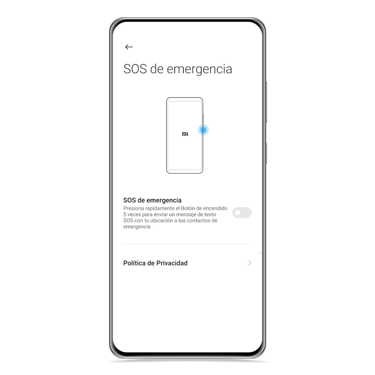 SOS de emergencia en MIUI