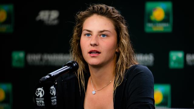 Marta Kostyuk durante una rueda de prensa