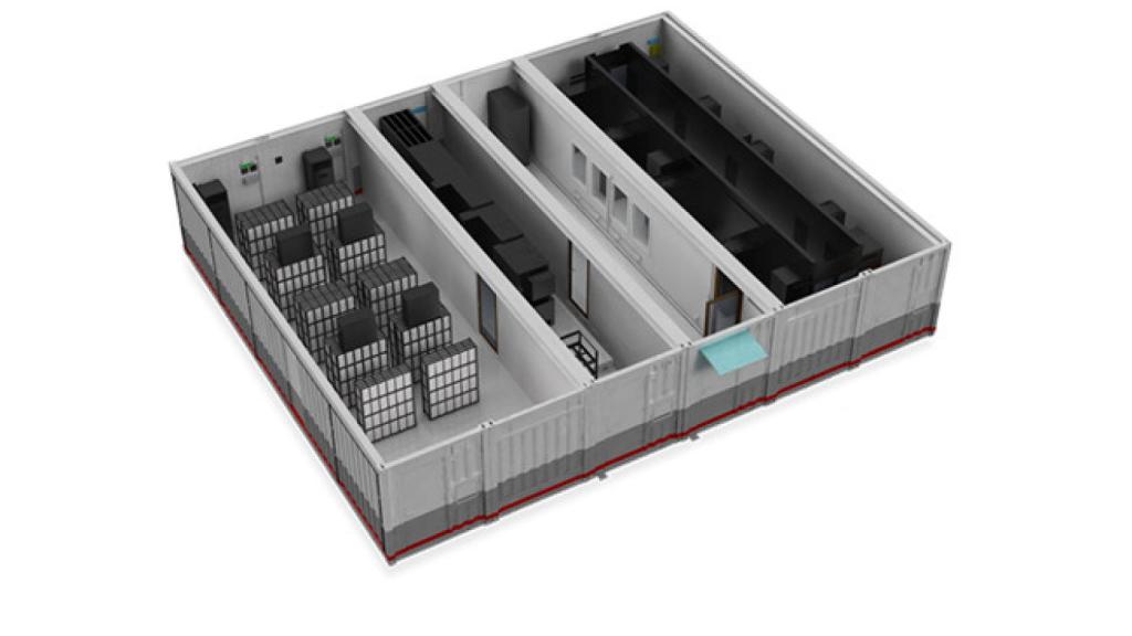 Recreación de un centro de datos prefabricado y modular.