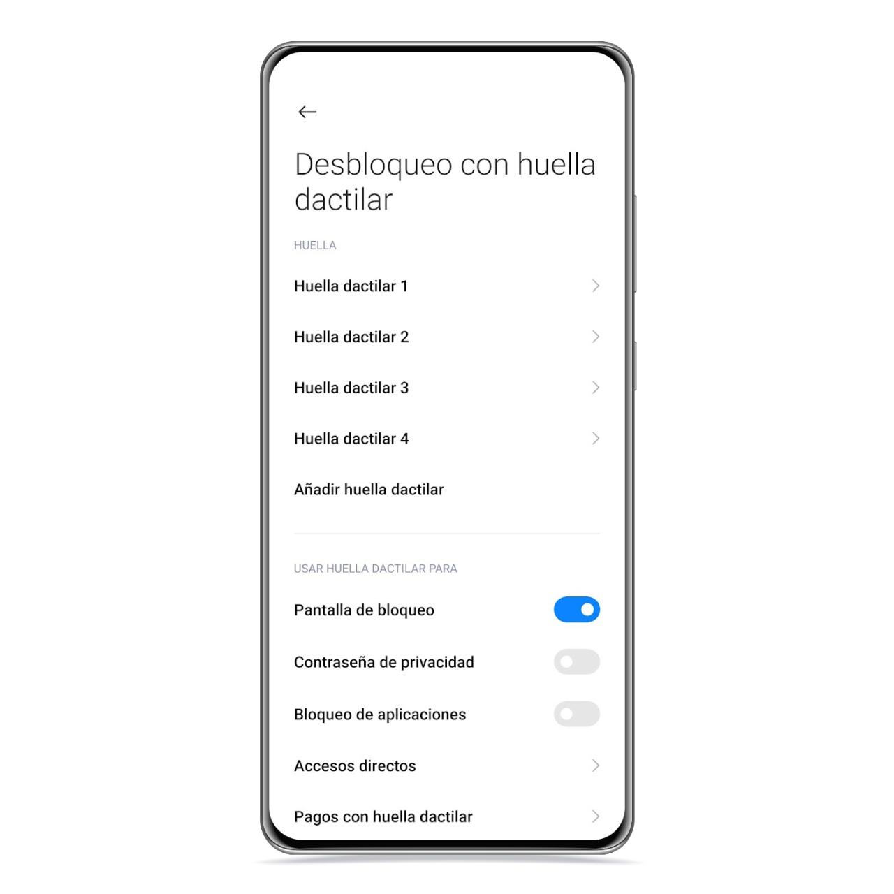 Desbloqueo por huella dactilar en MIUI