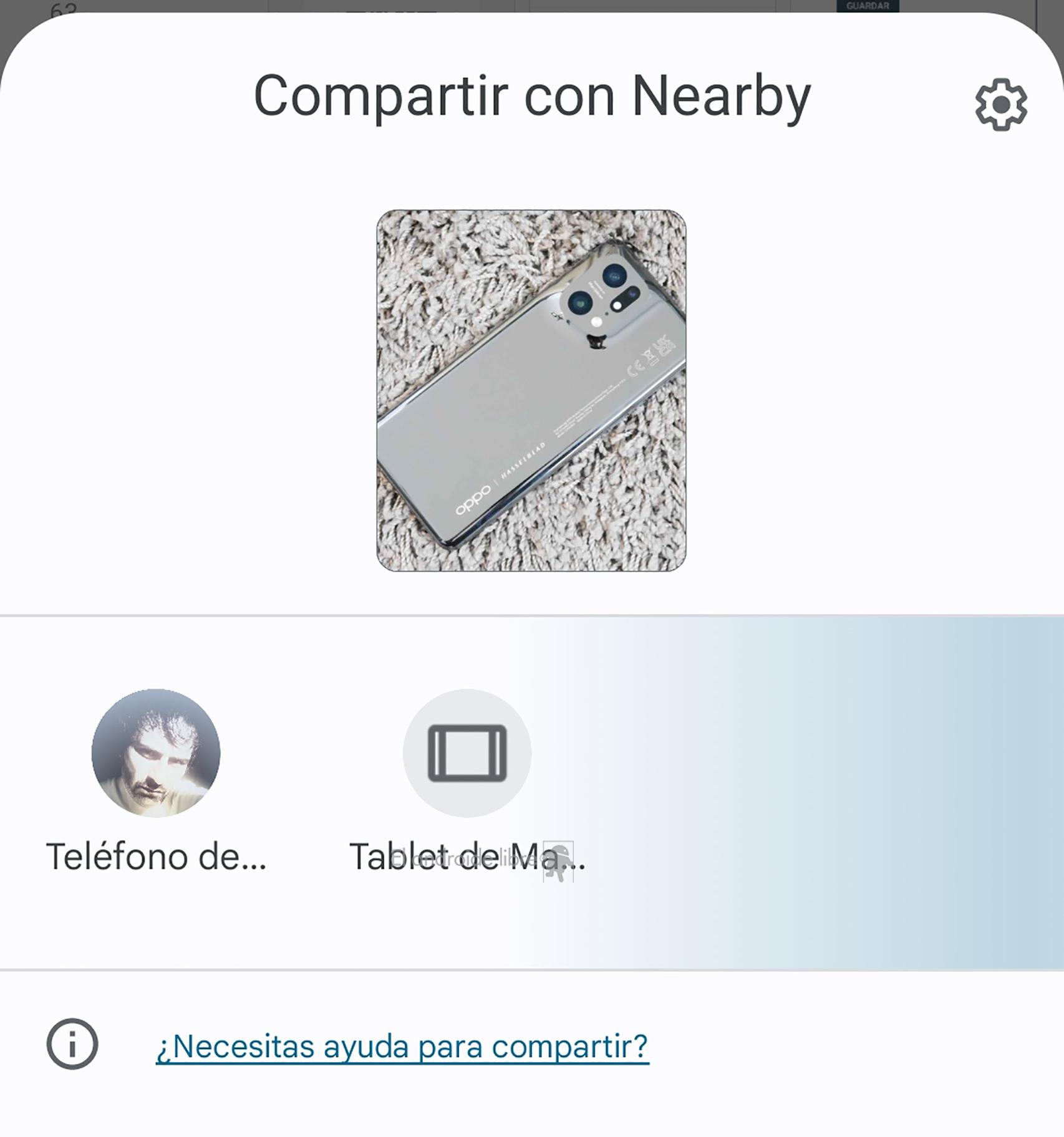 Destinatarios presentes en Nearby Share