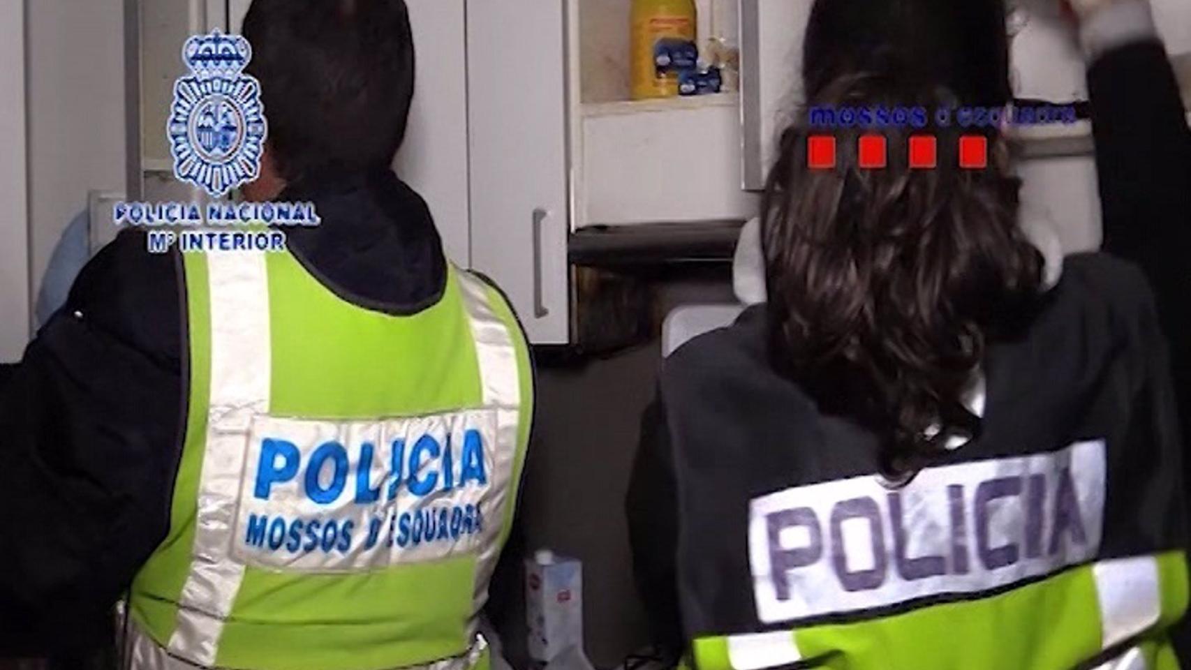 Agentes de la Policía Nacional y de los Mossos d'Escuadra.