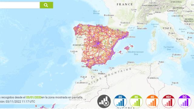 El mapa muestra la cobertura de las operadoras en España y el mundo.