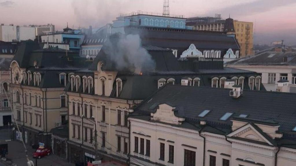 Impacto de un dron kamikaze previamente abatido