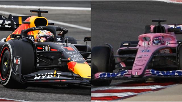 Max Verstappen y Fernando Alonso en la pretemporada de Bahréin