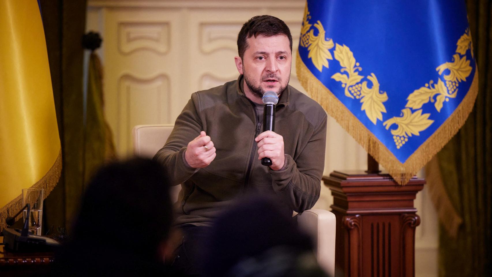 El presidente ucraniano, Volodímir Zelenski, en una rueda de prensa en Kiev.