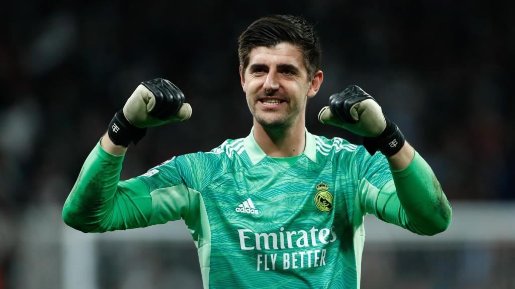 Thibaut Courtois celebra la victoria ante el PSG