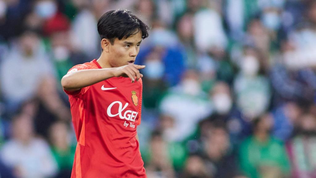 Take Kubo, en un partido del RCD Mallorca de la temporada 2021/2022