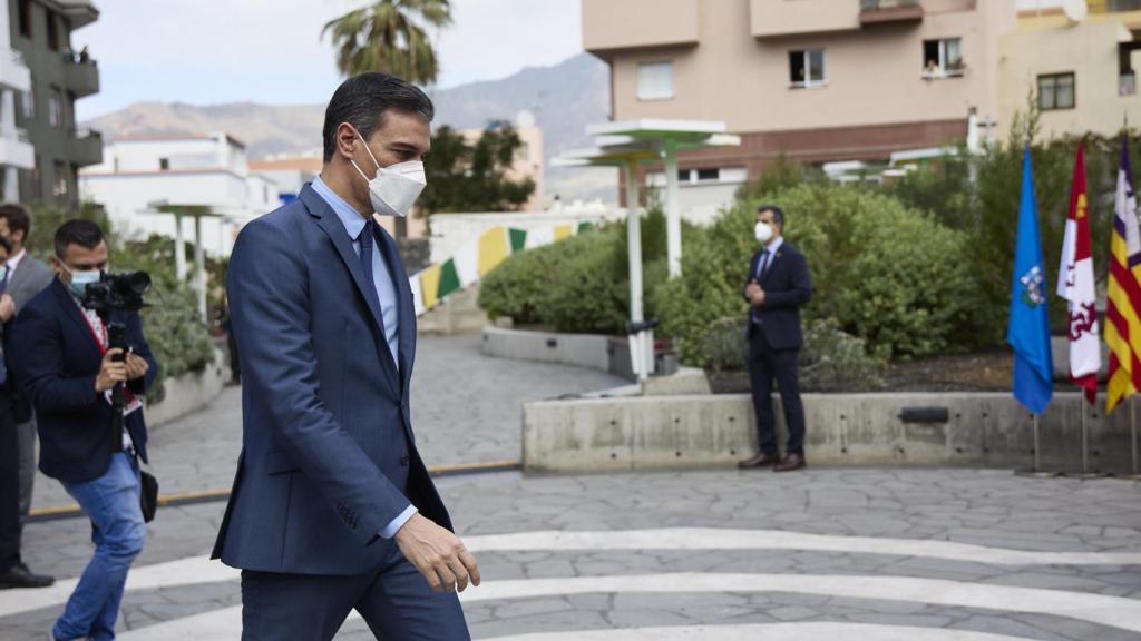 El presidente del Gobierno, Pedro Sánchez, este domingo en La Palma. Foto: Europa Press